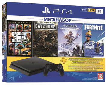 Sony PlayStation 4 1TB Slim Black (CUH-2208B) +3 игры GTA 5 + Days Gone + Horizon Complete + DLC Sony PlayStation 4 1TB Slim Black (CUH-2208B) +3 игры GTA 5 + Days Gone + Horizon Complete + DLC