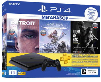 Sony PlayStation 4 1TB Slim Black (CUH-2208B) +3 игры Horizon Complete + Detroit + Last of US Sony PlayStation 4 1TB Slim Black (CUH-2208B) +3 игры Horizon Complete + Detroit + Last of US